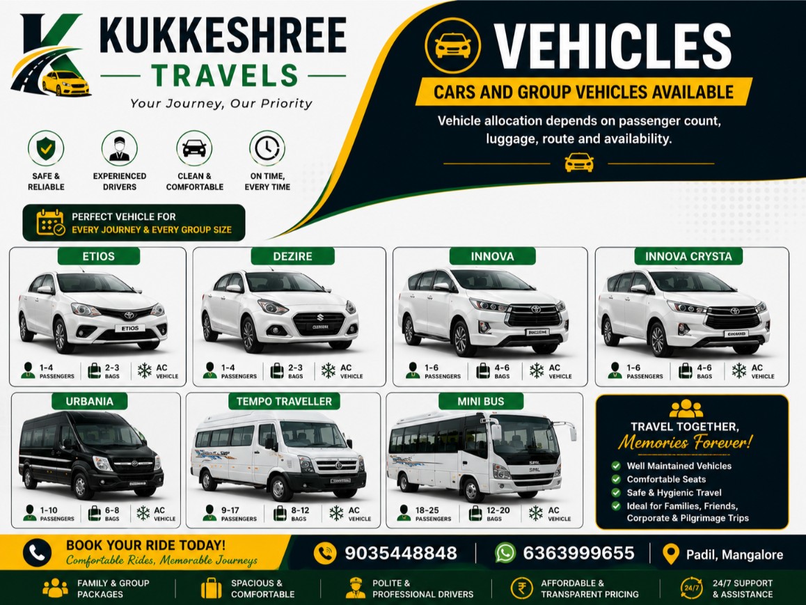Cars and group vehicles available